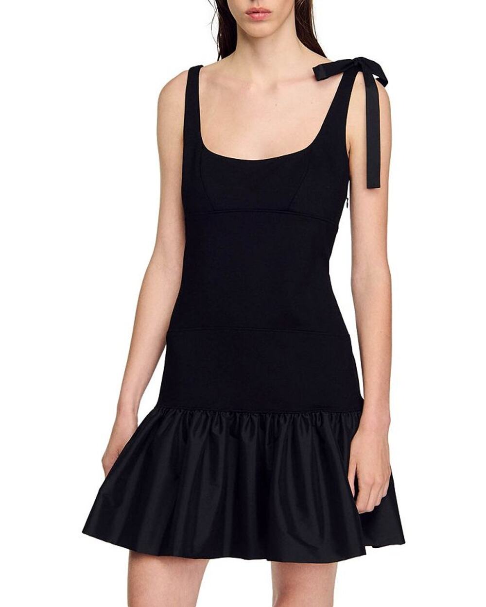 Sandro Ruffled Black Lolita Dress Size 34 FR / 2 US